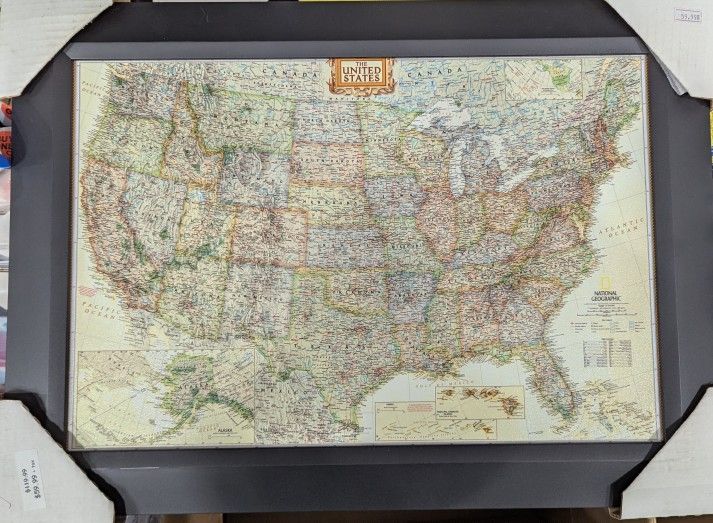 USA Map Framed Artwork Made On Wood