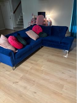 Blue Velevet Modular Sectional