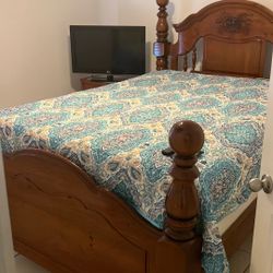 Queen Bed, Night Table And 32” TV