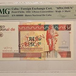 3 Pesos 1994 Specimen Convertible Cuba