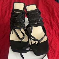 Black Suede Lace Up Heels 