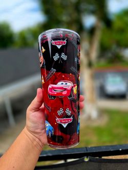 Disney Pixar Cars Tumbler Cup lava lamp style 24oz acrylic Starbucks style snowglobe