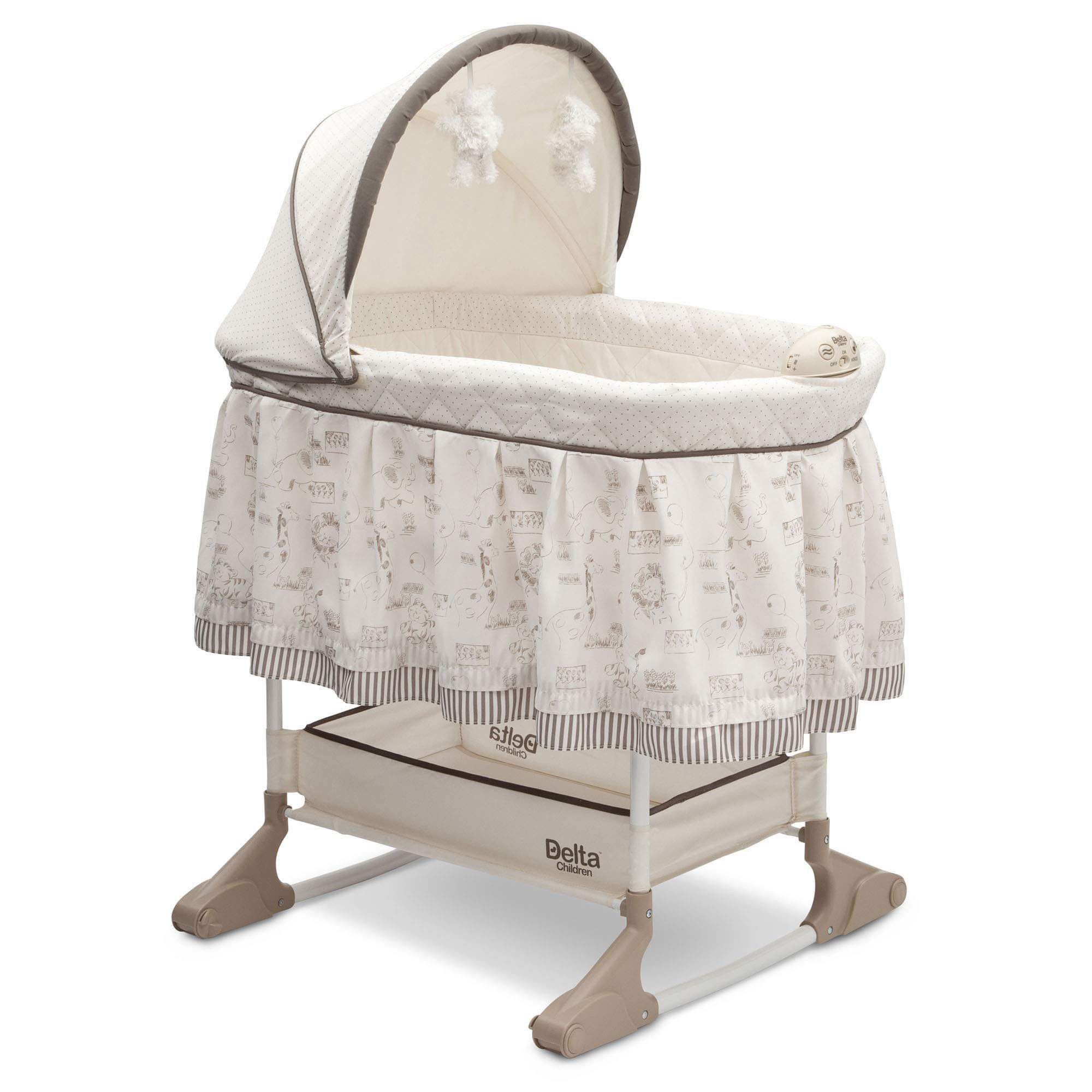 Delta Children Rocking Bedside Bassinet Portable Crib With Lights