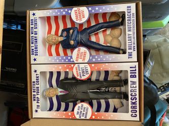 Hillary Nutcracker and Corkscrew Bill Clinton Set Novelty Action Figures Set New