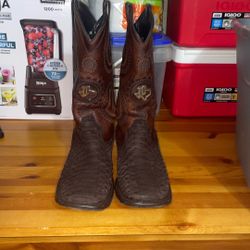 Western Wear Boots Python Skin Brown