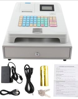 Electronic Cash Register, 48 Keys Led Display Electronic Pos System
Cash Register for Small Businesses,8 Digital Display for Retail/Restaurant POS