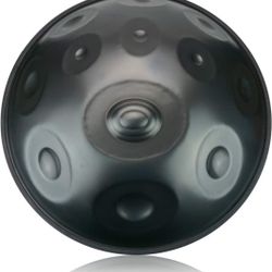 Hand Pan in D Minor 12 Notes Steel Hand Drum,440HZ (22.8" (58cm), Black 12 Notes-D3 A3 B3b C4 D4 E4 F4 G4 A4 C5 D5 E5) with Soft Hand Pan Bag

