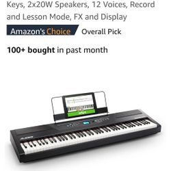 Alesis Recital Pro - 88 Key Digital Piano Keyboard with Hammer Action Weighted Keys, 2x20W Speakers, 12 Voices, Record and Lesson Mode, FX and Display