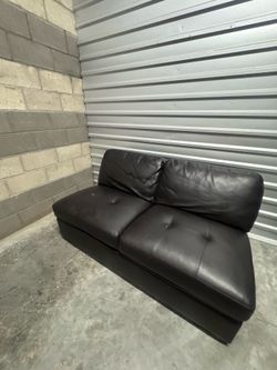 Black leather sofa