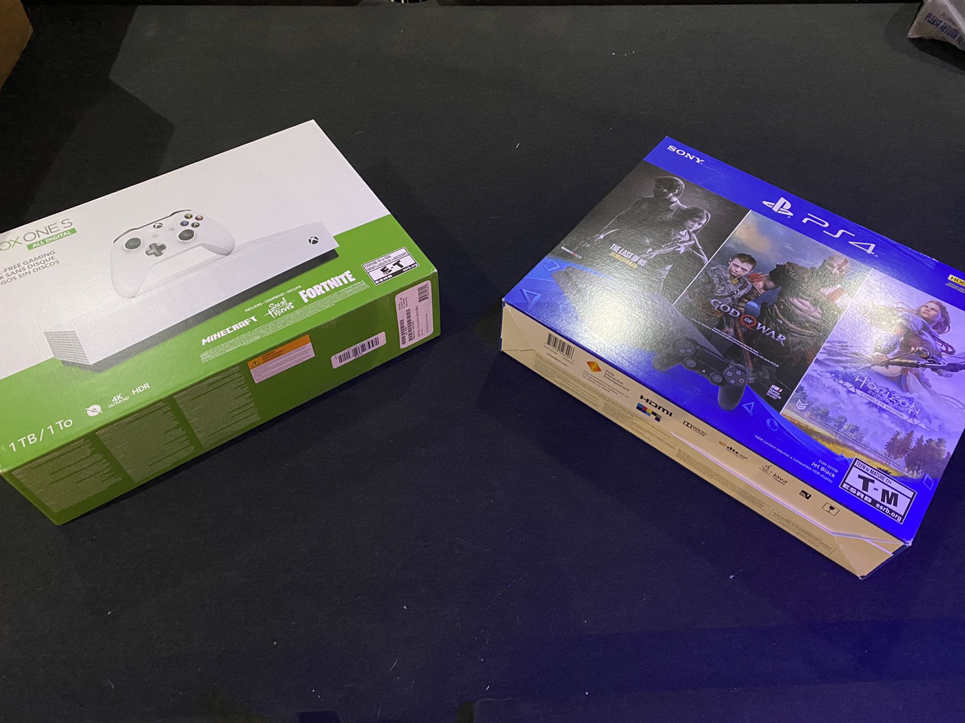 1TB PS4 with three games or XBOX ONE S !!