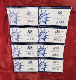 THE UNITED STATES MINT 8  PROOF COIN SETS COINS  LOT--PRICE IS FIRM