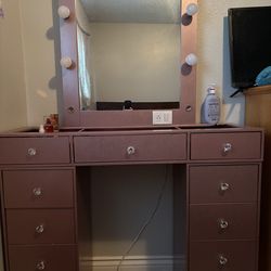 Rose gold makeup vanity