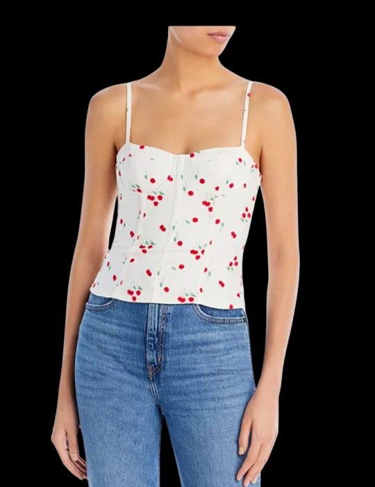White Corset Top With Cherry 🍒 Pattern