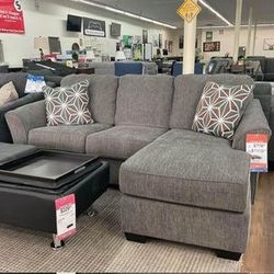 New Gray Sectional With Reversible Chaise Lounge Sofa Couch Ashley Brand 