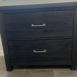 Living Spaces Jaxon Office Set – Desk + Lateral File Cabinet (Black Wood)