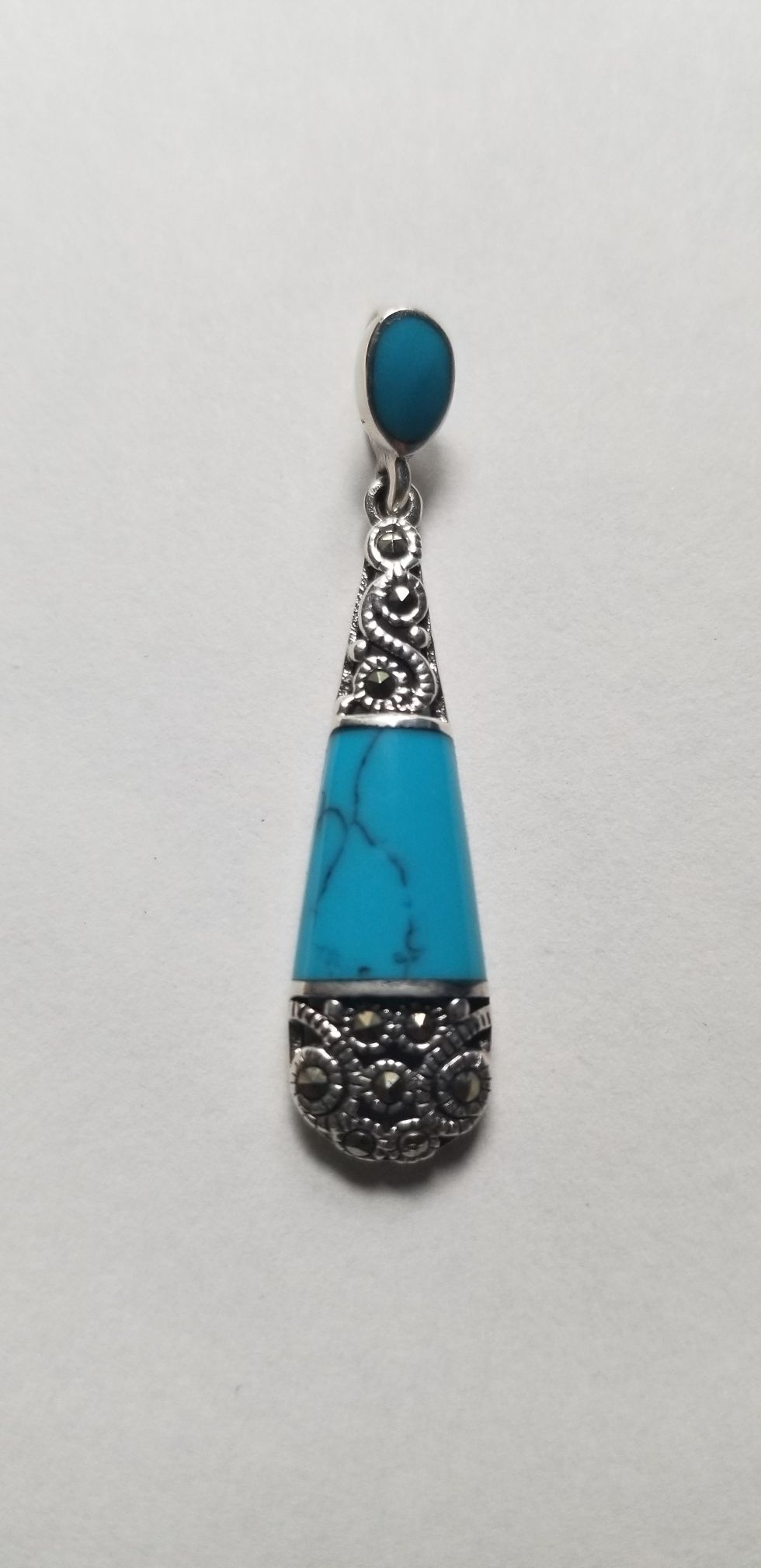.925 Sterling Silver Turquoise Pendant