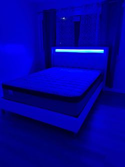 White Bed Frame with LED Headboard