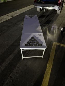 GoPong 8 Foot Portable Folding Pong Tailgate Game Table with 6 Balls, Dry Erase