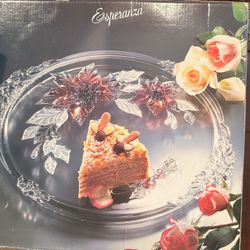 Mikasa “Esperanza" round crystal plate, serving platter 36cm