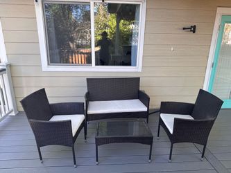4-Piece Outdoor Wicker Patio Set (Loveseat, 2 Chairs, Table)