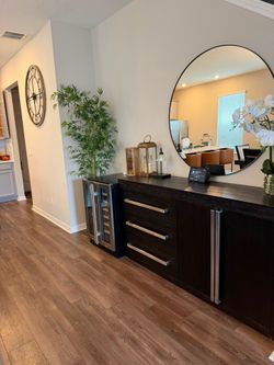 Modern Dark Wood Sideboard with Integrated Wine Cooler