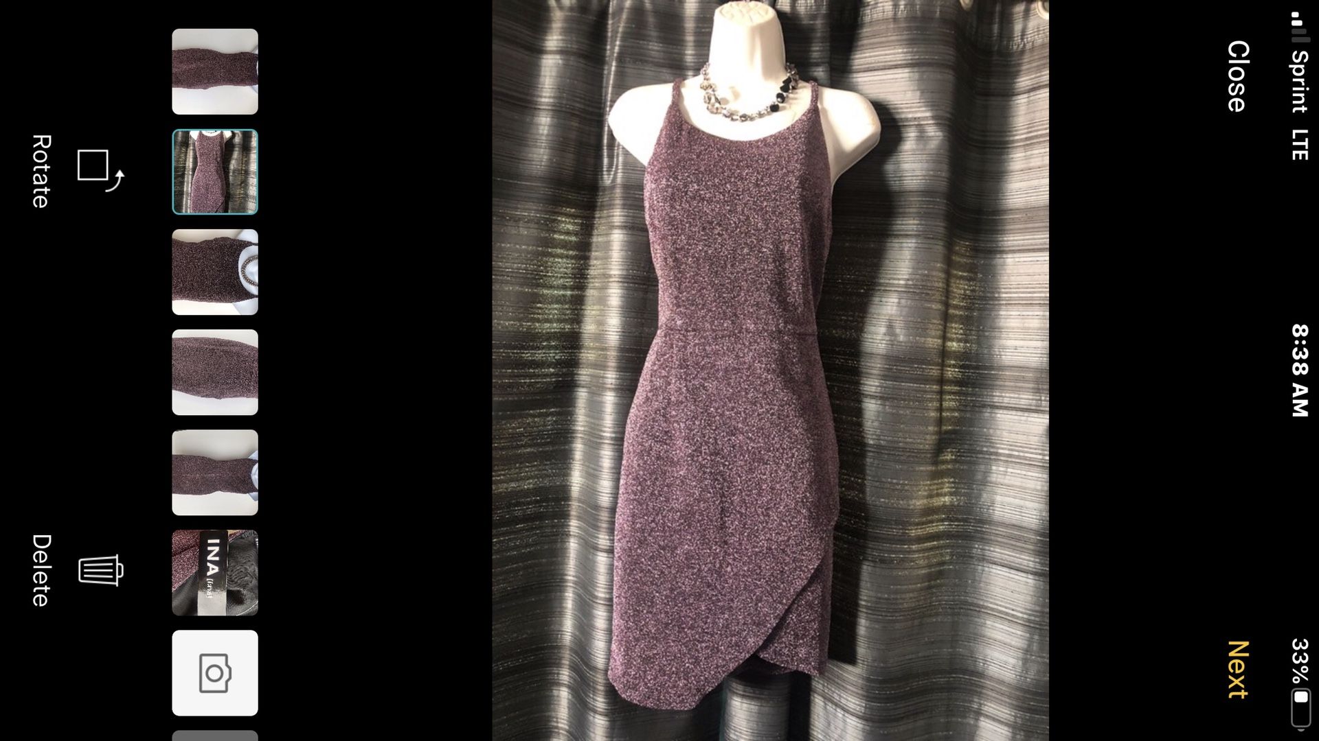 Metallic Dark Plum Cocktail Dress