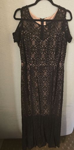 Black Lace Cocktail Dress – Enfocus Women – Size 14W – Elegant Evening Dress