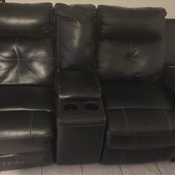 Double Recliner Leather Couch