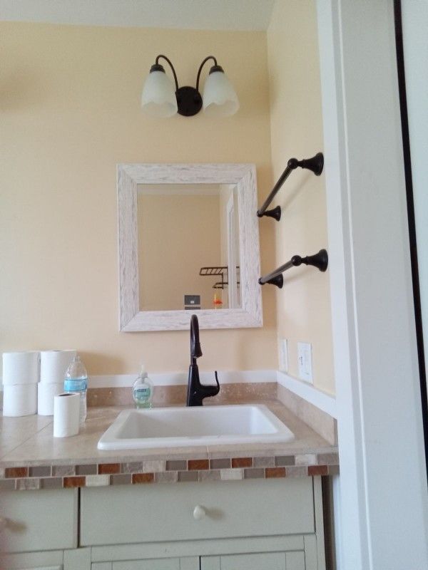 Wood Framed Mirror ( White)