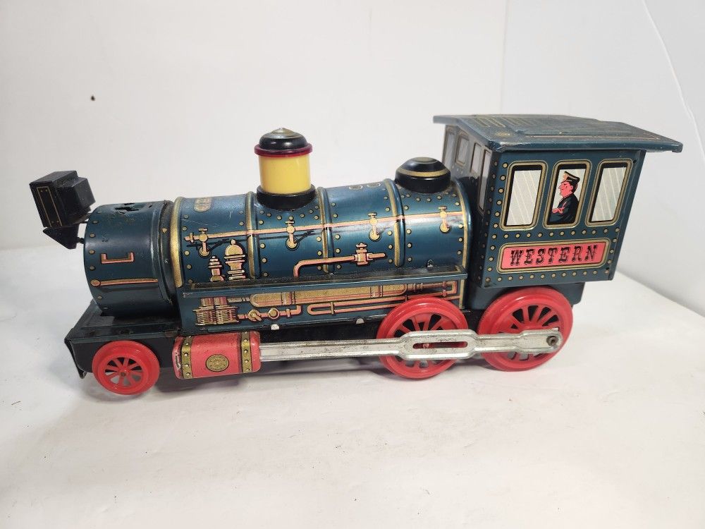 Vintage Tin Toy Modern Toys Western Locomotive Train Engine Japan NOT WORKING