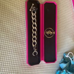 Juicy Couture b-luxe Crystal Pave Large Silver Link Bracelet