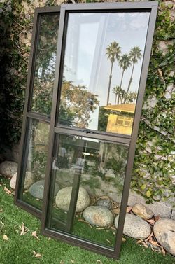 Bronze Aluminum Single-Hung Windows with Screen 52” x 20”