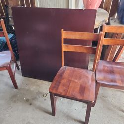 Wood Table 4 Chairs 