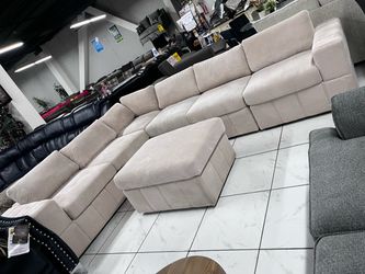 Large Cream Corduroy Modular Sectional Sofa with Ottoman ‼️Las one Only $1,399‼️