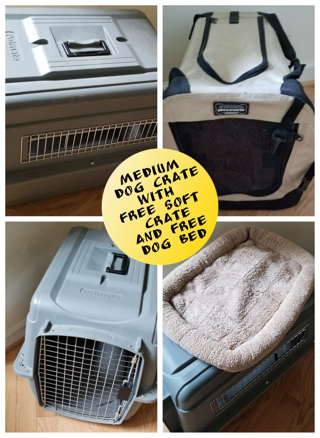 Medium dog crate with Free Bed and Soft Crate Excellent Condition