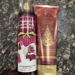 NEW BATH AND BODY WORKS BRIGHT CHRISTMAS MORNING FINE FRAGRANCE MIST AND ULTIMATE HYDRATION BODY CREAM $20 For The Set!!