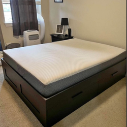 Queen Bed Set with Storage | Frame, Slats, Mattress