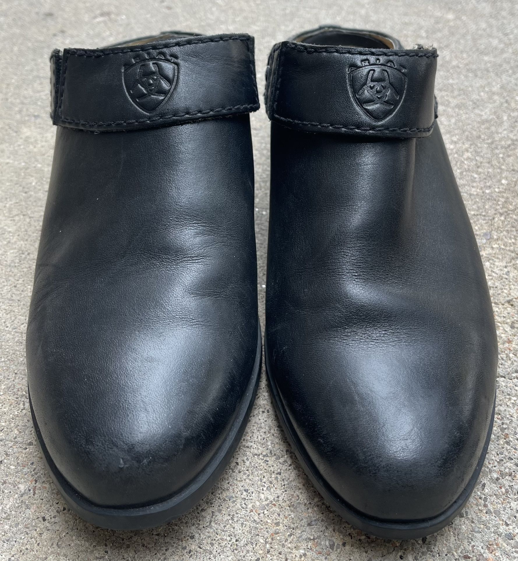 Ariat 7.5 Black Leather Sling Back Mule Clog Comfort Western Casual