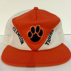Vintage Clemson Tigers Trucker Snapback Mesh Hat 70s 80s Medium / Large 