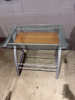 Pick up Only - Glass Top Computer Desk with Keyboard Tray