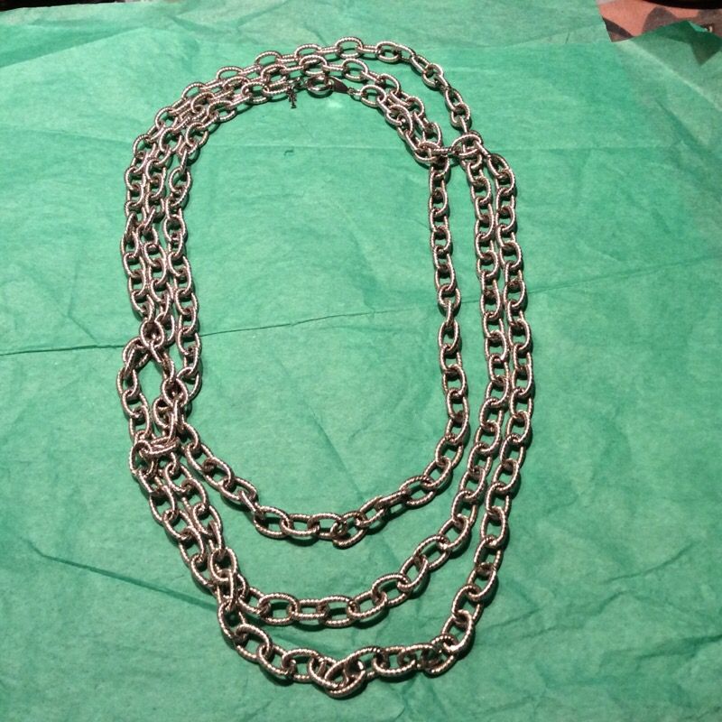 58" silver tone necklace