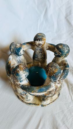 Circle of Friends Terracotta Candle Holder – Vintage Mexican Folk Art