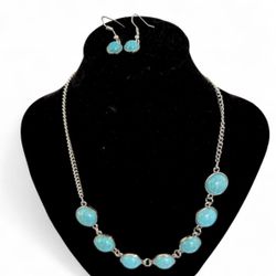 Turquoise Necklace And Earrings Set
