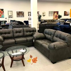 Brand New 🔥 Living Room Gray Sofa And Loveseat👍In Stock 🧲$39 Down/TakeNowPayLater 
