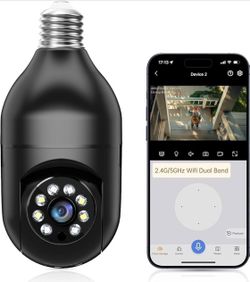 5G& 2.4GHz WiFi 2K Security Cameras Wireless Outdoor Motion Detection and Alarm,Two-Way Talk,Color Night Vision,Human Detection, Bulb Camera Compatibl
