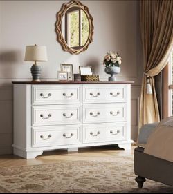 Brand new in box, Farmhouse TV Stand with 5 Drawers, Wooden Media Console with Roman Metal Handle