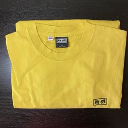 Obey No One Graphic T-shirt Men Size M Mustard Short Sleeve