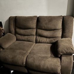 Two Brown Recliner Couches