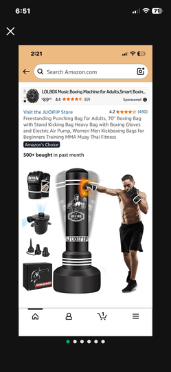 Punching bag        30 dollars