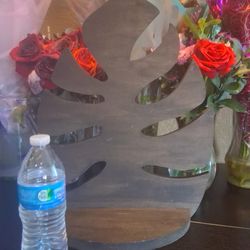 wooden monsera shelf wall mounted